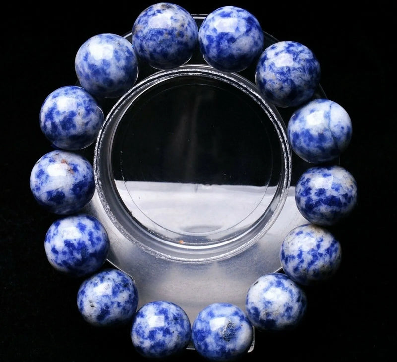 12-14mm Clear Dumortierite Crystal Beads Bracelet