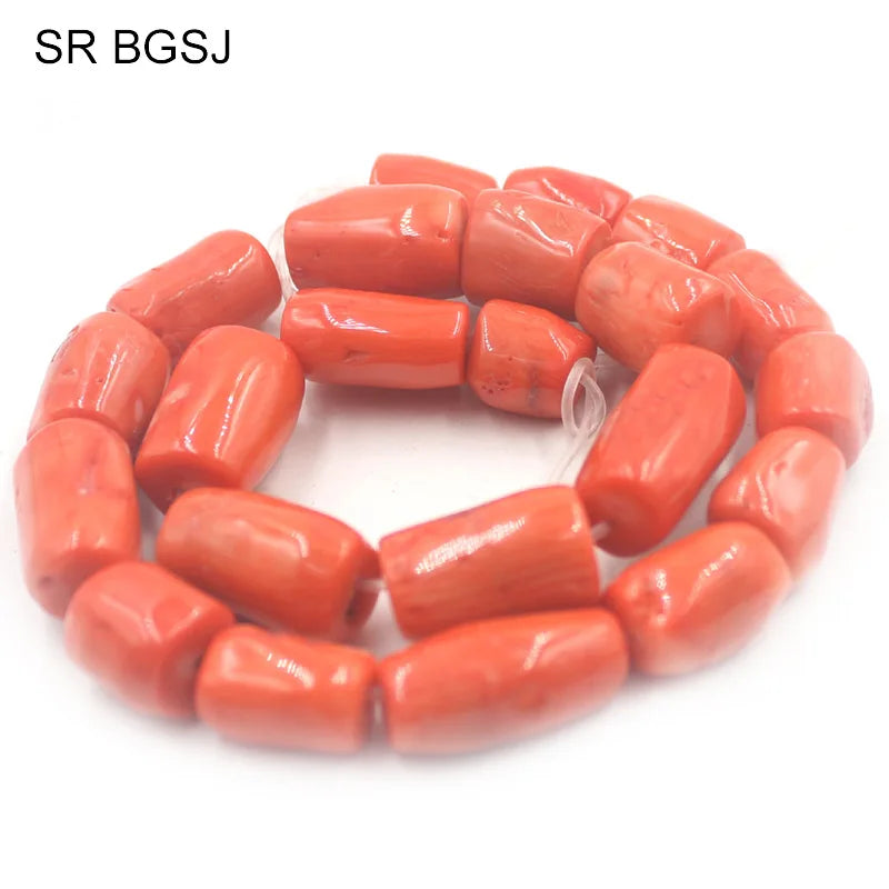12-14mm Orange Sea Bamboo Coral Beads 15inch