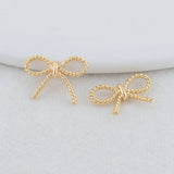 14K Brass Bowknot Connect Charms Bracelet Necklace Jewelry Findings