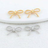 14K Brass Bowknot Connect Charms Bracelet Necklace Jewelry Findings