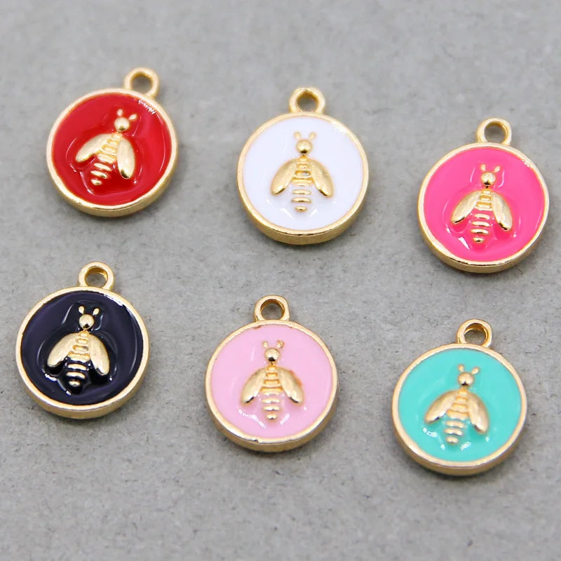 50Pcs Bee Enamel Charms for DIY Jewelry Accessories