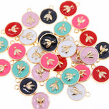 50Pcs Bee Enamel Charms for DIY Jewelry Accessories