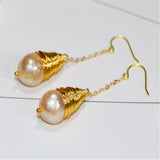 Yellow Pink Baroque Pearl Earrings Ear Drop Dangle Cultured Aurora Women