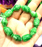 Natural Emerald Green Jadeite Jade Beads Bracelet 7.5 Inches