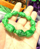 Natural Emerald Green Jadeite Jade Beads Bracelet 7.5 Inches