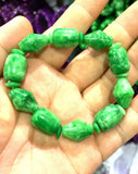 Natural Emerald Green Jadeite Jade Beads Bracelet 7.5 Inches
