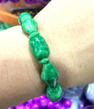 Natural Emerald Green Jadeite Jade Beads Bracelet 7.5 Inches