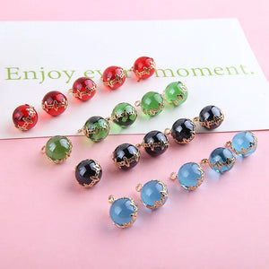 Colorful Round Glass Crystal Charms DIY Jewelry Findings Earring Bracelet