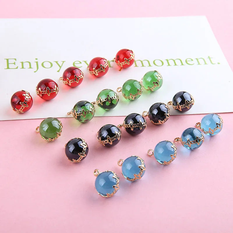 Colorful Round Glass Crystal Charms DIY Jewelry Findings Earring Bracelet