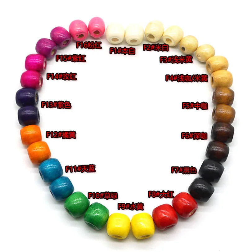12/17mm Wooden Barrel Beads Colored Round DIY Jewelry Kids Toys Furniture