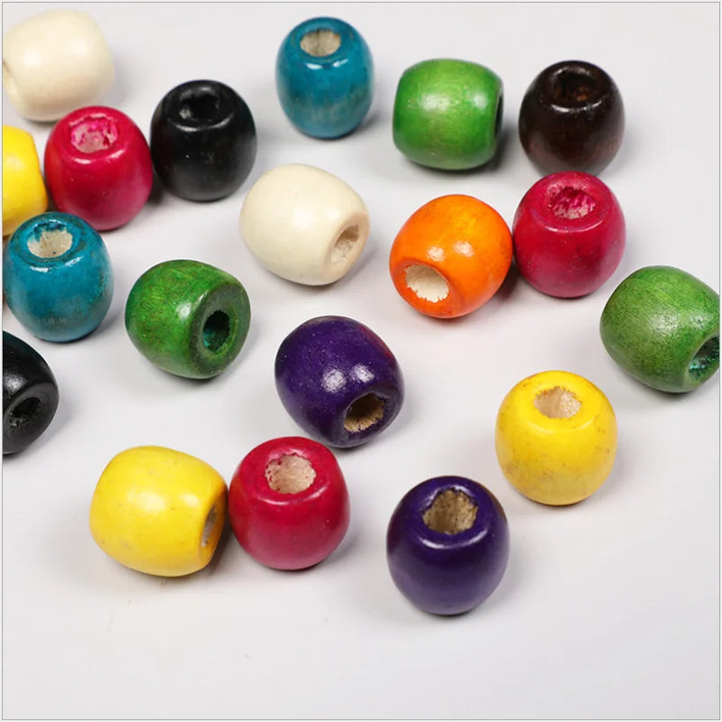 12/17mm Wooden Barrel Beads Colored Round DIY Jewelry Kids Toys Furniture