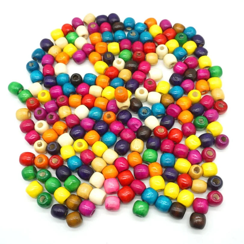 12/17mm Wooden Barrel Beads Colored Round DIY Jewelry Kids Toys Furniture