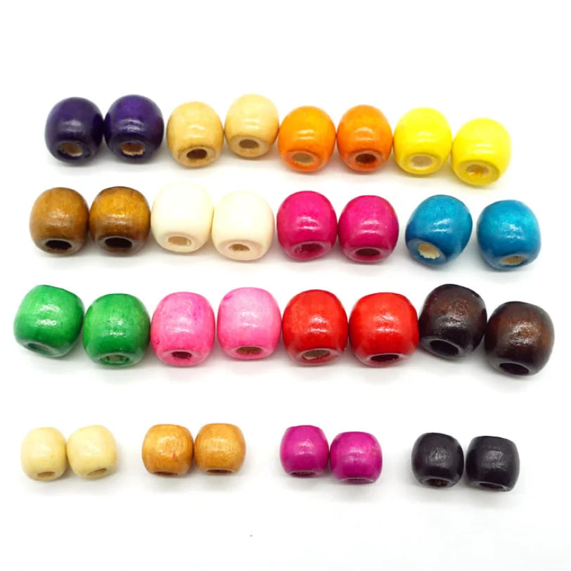 12/17mm Wooden Barrel Beads Colored Round DIY Jewelry Kids Toys Furniture