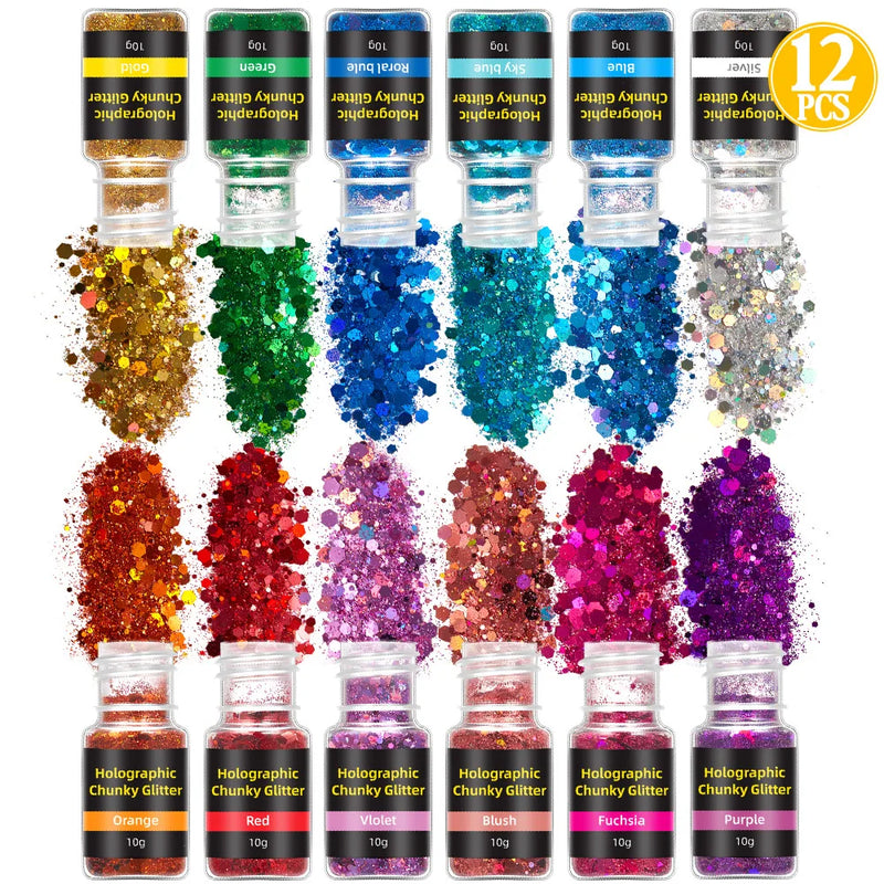 12/18/24 pots UV Epoxy Resin Mold Filling Sequins Nail art DIY
