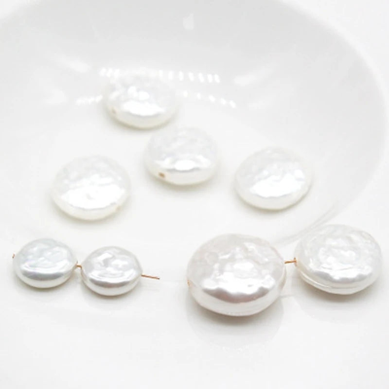 20Pcs Flat Baroque Natural Shell Imitate Pearl Loose Beads Charms