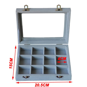 12/24 Grid Jewelry Carrying Cases Earring Necklace Bracelet Ring Display