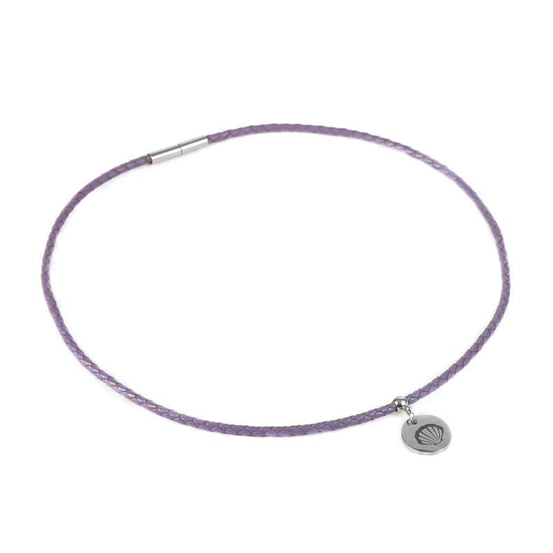 12-24 Inch Thin Braided Leather Cord Necklace With Conch Pendant