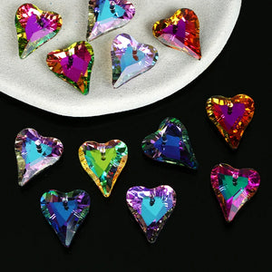 Crystal Heart Pendant Glass Beads for Jewelry Making DIY Earrings Necklace