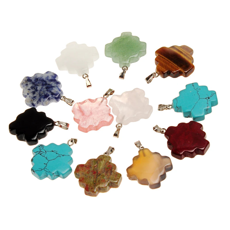 12/24PCS Multilayer Cross Stone Necklace Chakra Pendant for Women