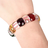 Colorful Square Transparent Glass Crystal Jewel Bracelet 7.5inch