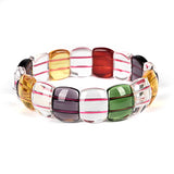 Colorful Square Transparent Glass Crystal Jewel Bracelet 7.5inch