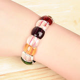 Colorful Square Transparent Glass Crystal Jewel Bracelet 7.5inch