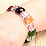 Colorful Square Transparent Glass Crystal Jewel Bracelet 7.5inch