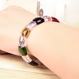 Colorful Square Transparent Glass Crystal Jewel Bracelet 7.5inch