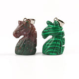 Natural Stone Unicorn Pendant Malachite Turquoise Opal Aventurine Healing