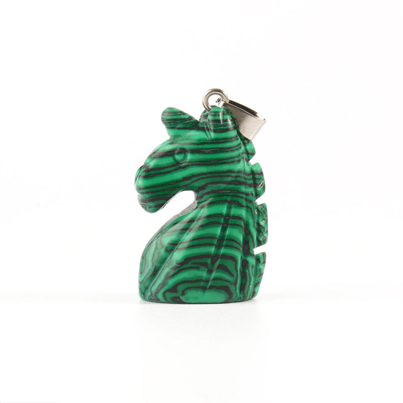 Natural Stone Unicorn Pendant Malachite Turquoise Opal Aventurine Healing
