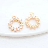 14K Brass Zircon Round Charms Pendants DIY Jewelry Supplies
