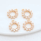 14K Brass Zircon Round Charms Pendants DIY Jewelry Supplies