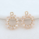14K Brass Zircon Round Charms Pendants DIY Jewelry Supplies
