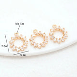 14K Brass Zircon Round Charms Pendants DIY Jewelry Supplies