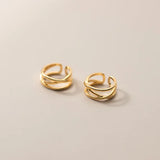 925 Sterling Silver Double Rows Ear-bone Clip On Cuff Earrings