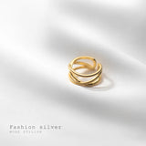 925 Sterling Silver Double Rows Ear-bone Clip On Cuff Earrings