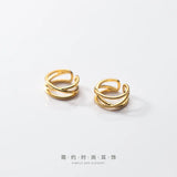 925 Sterling Silver Double Rows Ear-bone Clip On Cuff Earrings