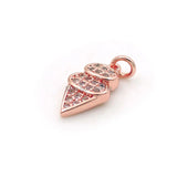 Micro Pave Clear CZ Cone Charm for Bracelets or Necklaces Jewelry