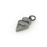 Micro Pave Clear CZ Cone Charm for Bracelets or Necklaces Jewelry