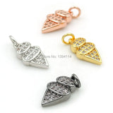 Micro Pave Clear CZ Cone Charm for Bracelets or Necklaces Jewelry