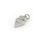 Micro Pave Clear CZ Cone Charm for Bracelets or Necklaces Jewelry