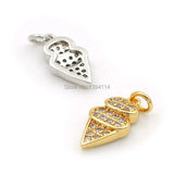 Micro Pave Clear CZ Cone Charm for Bracelets or Necklaces Jewelry