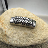 12*6mm Stainless Steel Leaf Square Hole Charm Beads for Men Bracelet DIY