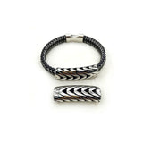 12*6mm Stainless Steel V Pattern Square Hole Charm Beads
