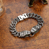12.8mm Cuban Chain Bracelet Ancient Egyptian Style Stainless Steel