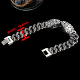 12.8mm Cuban Chain Bracelet Ancient Egyptian Style Stainless Steel