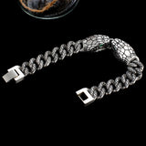 12.8mm Cuban Chain Bracelet Ancient Egyptian Style Stainless Steel