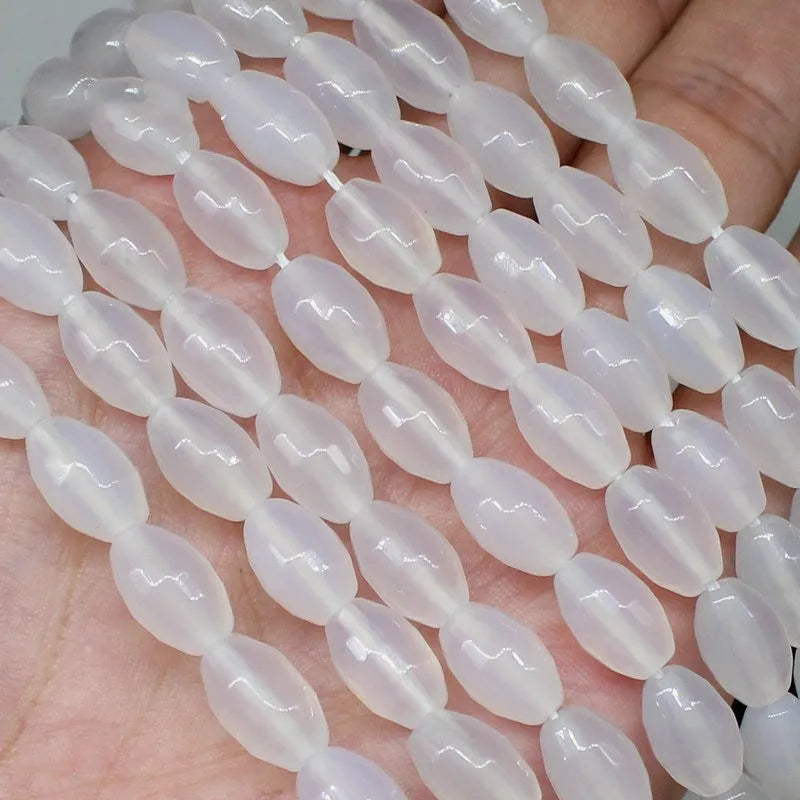 12*8mm Agate Egg Faceted Loose Beads for DIY Jewelry Making