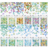 12 Bottles Hollow Heart-shaped Nail Sequins 4mm Glitter Nail Jewelry DIY