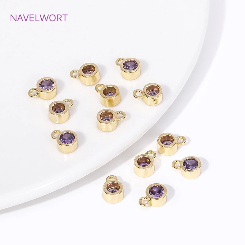 12 Birthstones Charms Pendants Zirconia DIY Necklace Bracelet Making